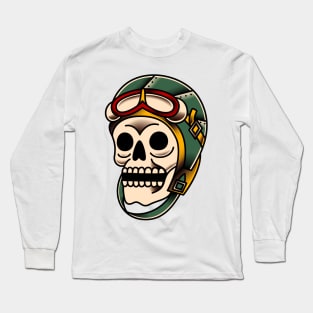 Fighter Pilot Skull Long Sleeve T-Shirt